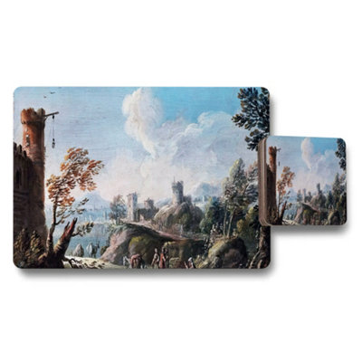 B&Q -  Vintage Landscape With Ruins Placemat And Coaster Set Artwork