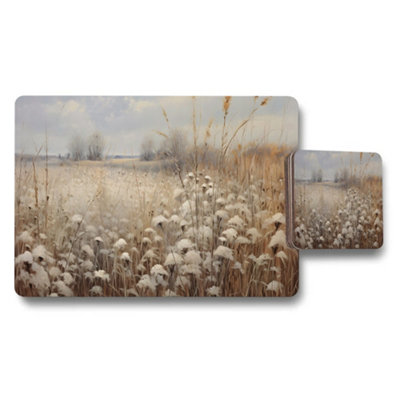 B&Q -  Winter Field Grass Placemats And Coaster Set For Dining Table