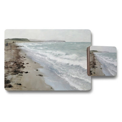 B&Q -  Beach Scene Placemats And Coaster Set For Dining Table