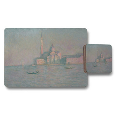 Benjamin Tate Design Impressionist Waterfront City Placemats And Coasters Set