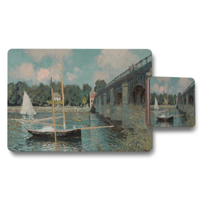 B&Q -  Bridge Scene Placemat And Coaster Set With Oceanic Artwork