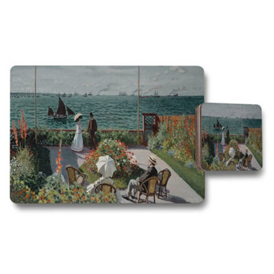 B&Q -  Impressionist Seaside Garden Placemat And Coaster Set With Ocean View