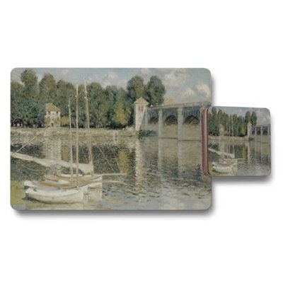 B&Q -  River Scene Placemats And Coasters Set With Bridge And Boats