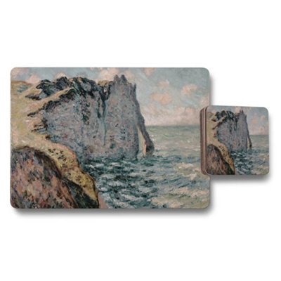 Benjamin Tate Design Impressionist Seascape Placemats And Coasters Set With Ocean Cliff Artwork