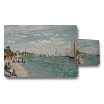 B&Q -  Seaside Sailboat Scene Placemat And Coaster Set For Kitchen Table