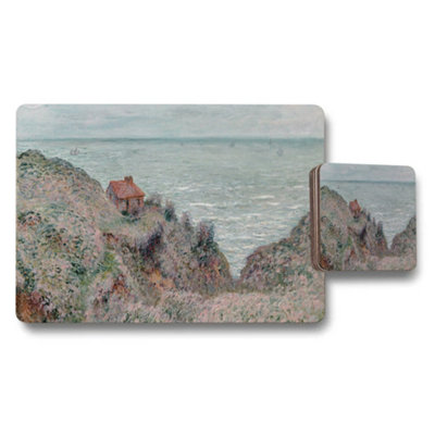 Benjamin Tate Design Impressionist Seascape Placemat And Coaster Set Coastal Cliff Scene