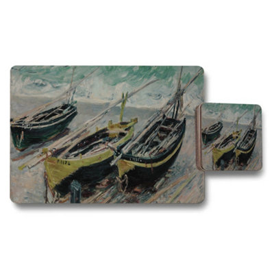 B&Q -  Impressionist Boat Scene Placemats And Coaster Set Artwork