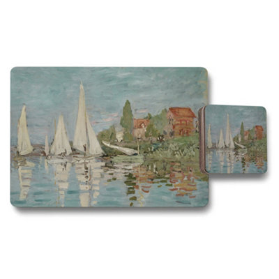 B&Q -  Sailboat Harbor Impressionist Placemat And Coaster Set