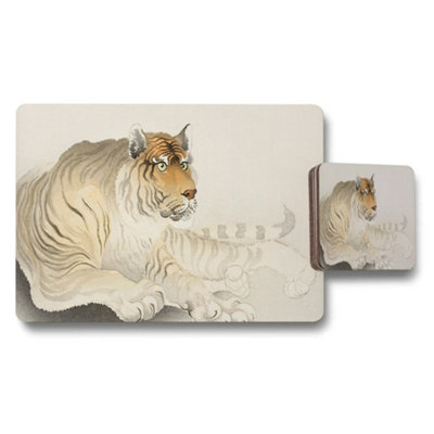 B&Q -  Tiger Themed Placemat And Coaster Set For Dining Table Decor