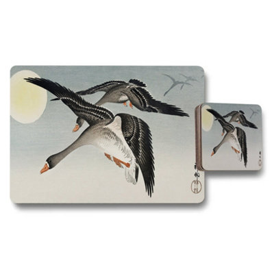Benjamin Tate Design Geese Flying Japanese Style Placemat And Coaster Set from B&Q