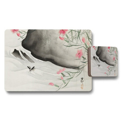 B&Q -  Watercolor Floral Placemat And Coaster Set For Dining Table Decor