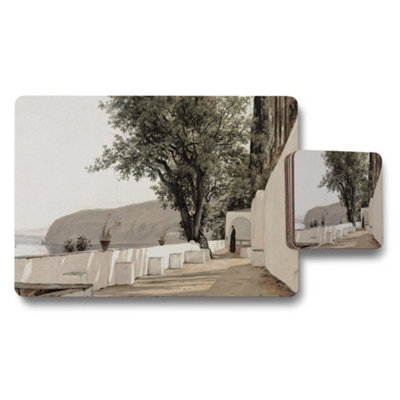 B&Q -  Mediterranean Seaside Placemats And Coasters Set With Whitewashed Walls