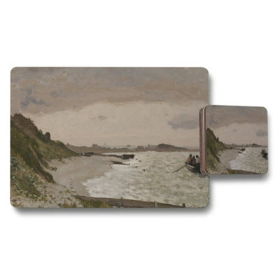 B&Q -  Coastal Seascape Placemats And Coaster Set With Ocean View Artwork