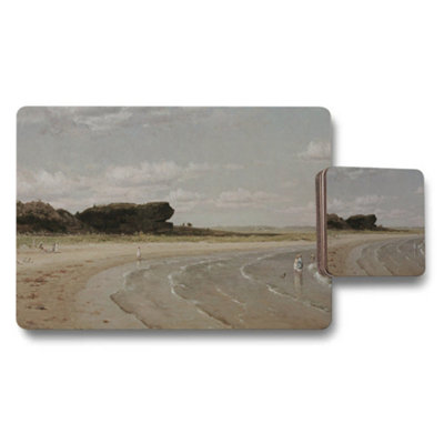 Benjamin Tate Design Seascape Beach Placemats And Coaster Set With Coastal Art from B&Q
