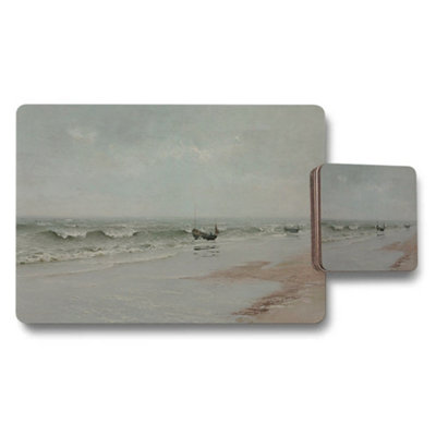 B&Q -  Seaside Beach Boat Scene Placemat And Coaster Set Collection