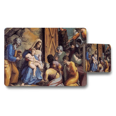 B&Q -  Nativity Scene Placemat And Coaster Set Artwork For Dining