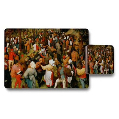 Benjamin Tate Design Placemat Coaster Set With Historic Crowd Scene Artwork from B&Q