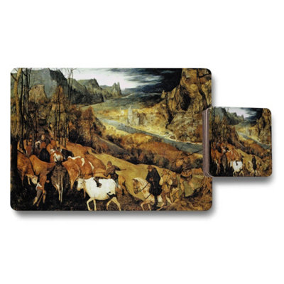 Benjamin Tate Design Historic Landscape Placemat And Coaster Set With Horsemen Scene from B&Q