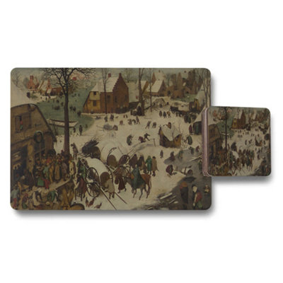 B&Q -  Winter Village Scene Placemats And Coasters Set For Dining Table