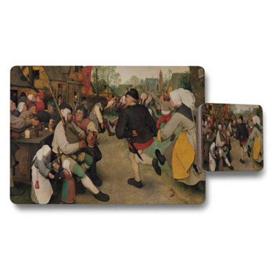 B&Q -  Classic Art Placemats And Coasters Set Featuring Historical Scene