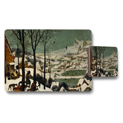 B&Q -  Antique Style Winter Village Placemats And Coaster Set