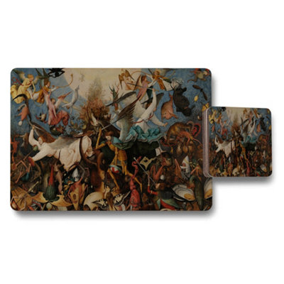 B&Q -  Placemat And Coaster Set Featuring Dramatic Fantasy Battle Artwork