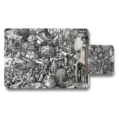 B&Q -  Intricate Black And White Fantasy Illustration Placemats And Coasters Set