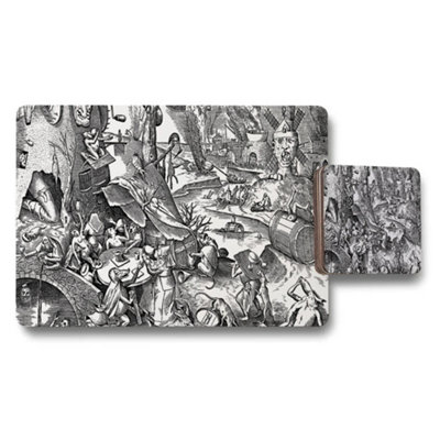 Benjamin Tate Design Intricate Black And White Engraved Placemat And Coaster Set from B&Q