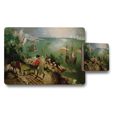 B&Q -  Placemat And Coaster Set Featuring Vintage Naval Painting