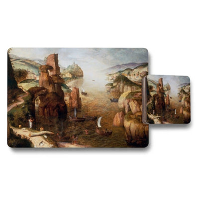 B&Q -  Seascape Placemats And Coasters Set Coastal Landscape Artwork