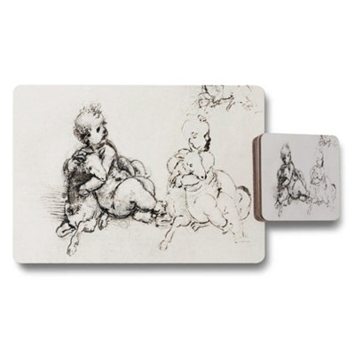 B&Q -  Placemat And Coaster Set With Classic Baby Sketch Artwork