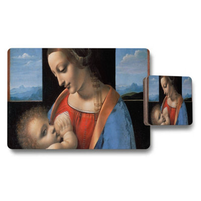 B&Q -  Mona Lisa Inspired Placemats And Coaster Set For Dining Table