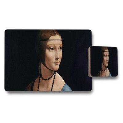 B&Q -  Mona Lisa Style Placemats And Coaster Set With Classic Portrait Art