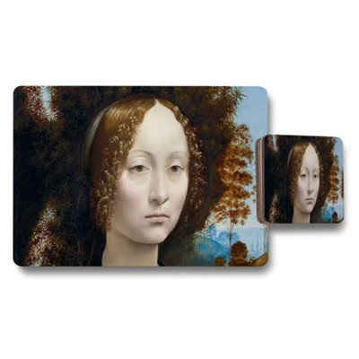 B&Q -  Mona Lisa Portrait Placemat And Coaster Set For Dining Table