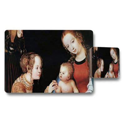 B&Q -  Elegant Madonna And Child Artwork Placemat Coaster Set