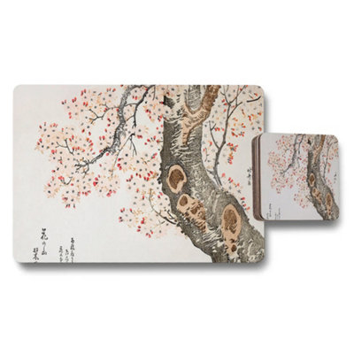 B&Q -  Cherry Blossom Tree Placemat And Coaster Set For Dining Table