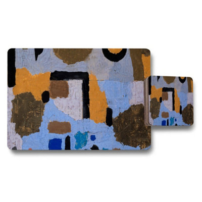 B&Q -  Abstract Art Placemats And Coaster Set Multicolor Geometric Pattern