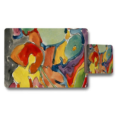 B&Q -  Abstract Colorful Placemat And Coaster Set Artwork Print