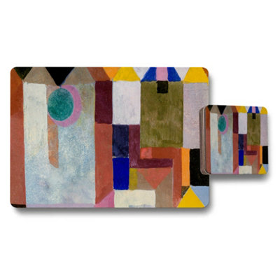 Benjamin Tate Design Abstract Geometric Colorful Placemat And Coaster Set from B&Q