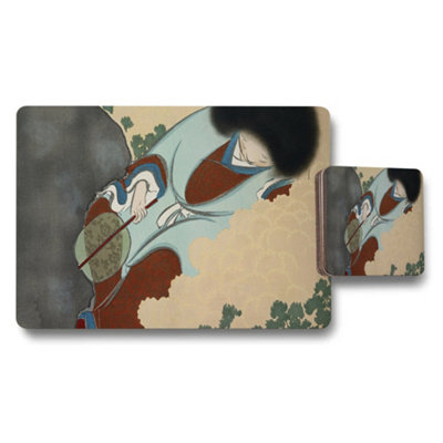 B&Q -  Placemat And Coaster Set Featuring Traditional Ukiyoe Artwork