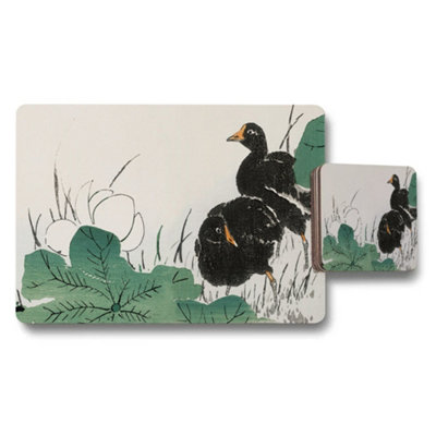 B&Q -  Duck Artwork Placemat Coaster Set For Dining Table Decor