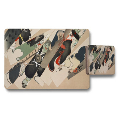 Benjamin Tate Design Fashion Illustration Placemat And Coaster Set With Abstract Art from B&Q