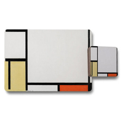 Benjamin Tate Design Mondrian Style Placemats And Coaster Set Modern Geometric Dining from B&Q