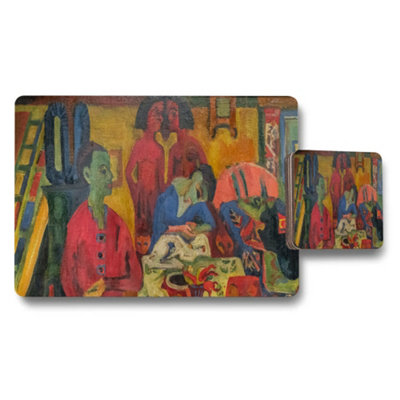 B&Q -  Vibrant Artwork Placemats And Coasters Set For Dining Tables