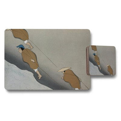 Benjamin Tate Design Artistic Placemat And Coaster Set With Silhouette Climbers Design from B&Q