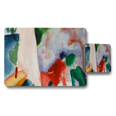 Benjamin Tate Design Abstract Watercolor Placemat And Coaster Set Multicolor from B&Q