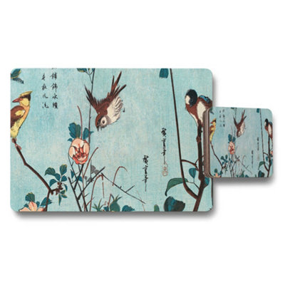 B&Q -  Blue Birds And Flower Design Placemat And Coaster Set