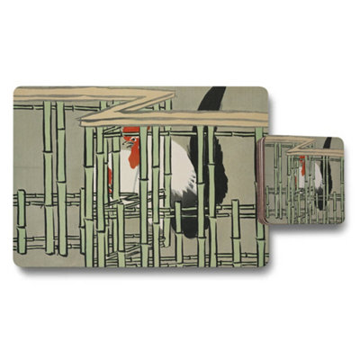 Benjamin Tate Design Bamboo Forest Crane Placemats And Coaster Set For Dining Table from B&Q