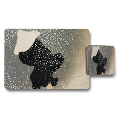 B&Q -  Abstract Floral Placemat And Coaster Set With Modern Design