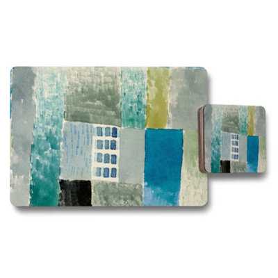 B&Q -  Abstract Patchwork Placemat And Coaster Set For Dining Table Decor